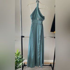 Emerald/teal Long Satin Gown, Bridesmaids Or Prom Dress Size S-M